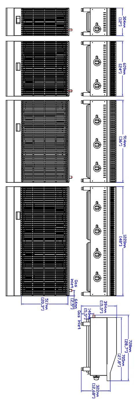 Gas Charbroilers · CE: dimension drawing