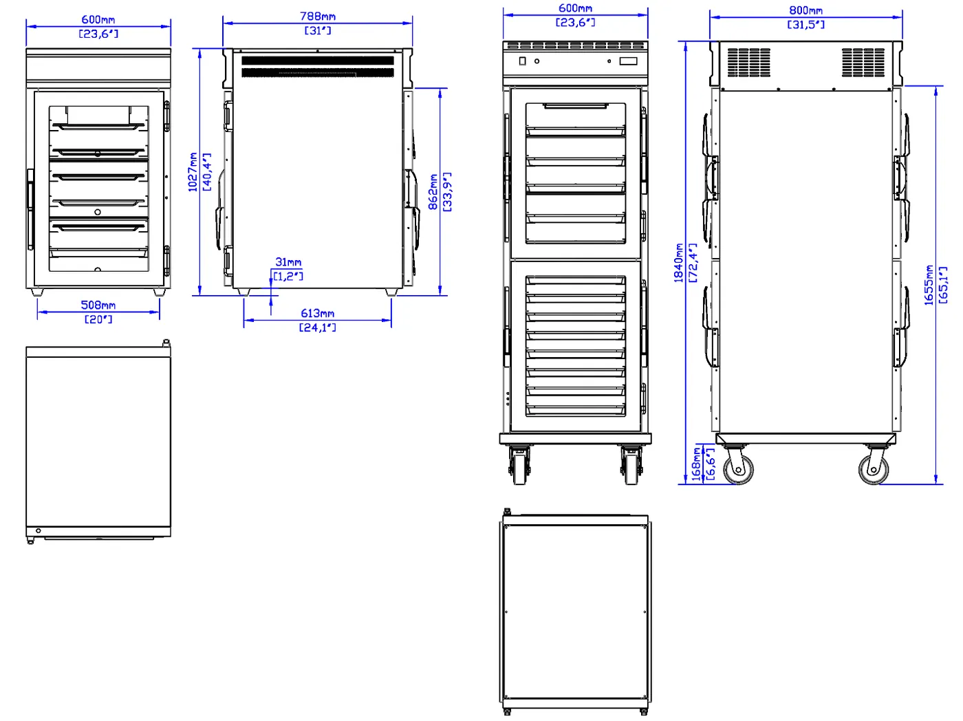 Pass-Through Heated Holding Cabinets: dimension drawing